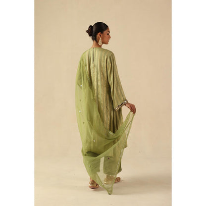 Begum Pret Green Naksh Kurta with Pant and Dupatta