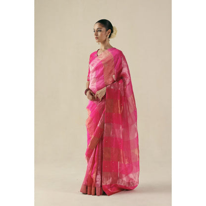 Begum Pret Pink Amber Saree with Stitched Blouse