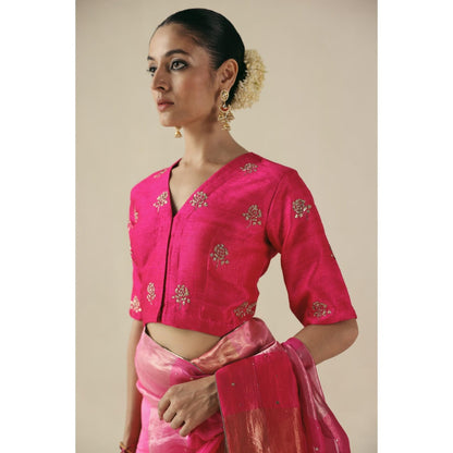 Begum Pret Pink Amber Saree with Stitched Blouse