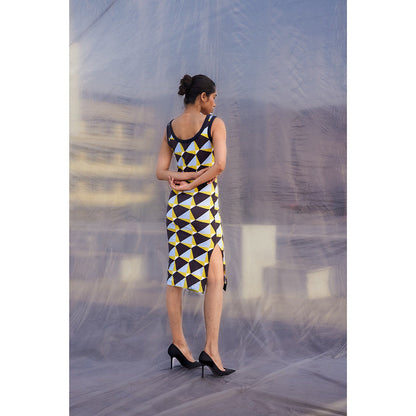 BENNCH Art Deco Jersey Knee Length Dress