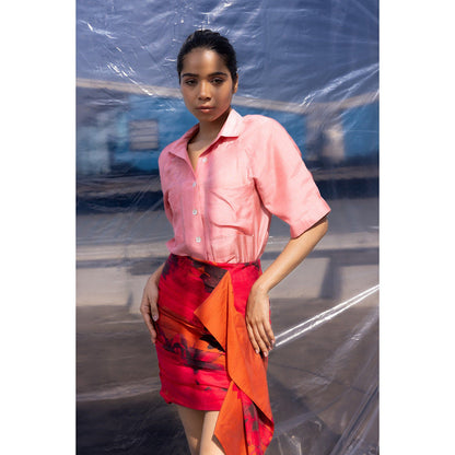BENNCH Dahlia Red Accordion Mini Skirt