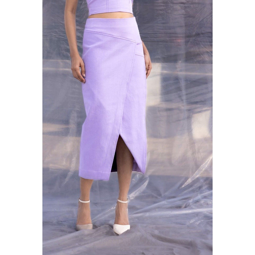BENNCH Lilac Denim Crop Top & Skirt (Set of 2)