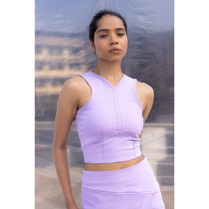 BENNCH Lilac Denim Crop Top & Skirt (Set of 2)