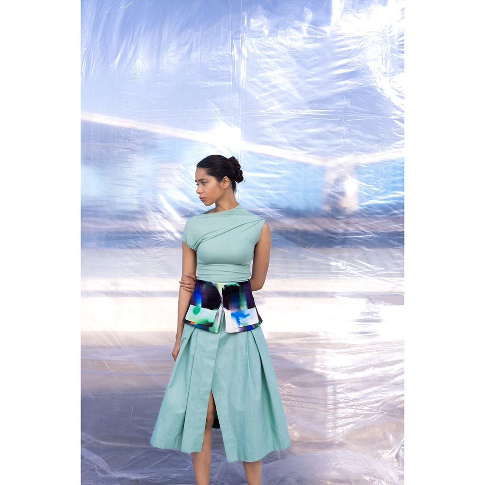 BENNCH Sheath Belted Top & Skirt (Set of 2)
