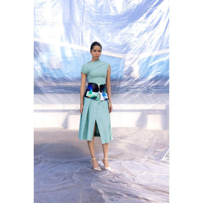 BENNCH Sheath Belted Top & Skirt (Set of 2)