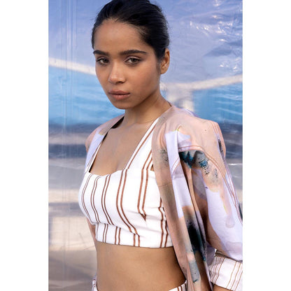 BENNCH Minimalist Striped Co Ord with Jacket (Set of 3)