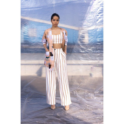 BENNCH Minimalist Striped Co Ord with Jacket (Set of 3)