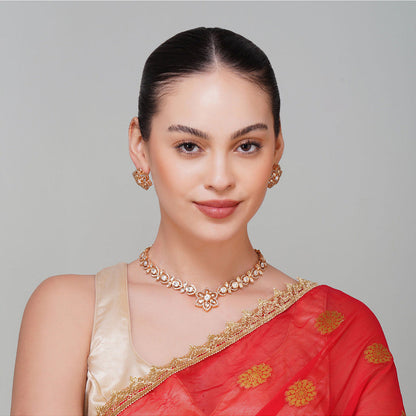 Beryachi Phool White Necklace & Earrings Set