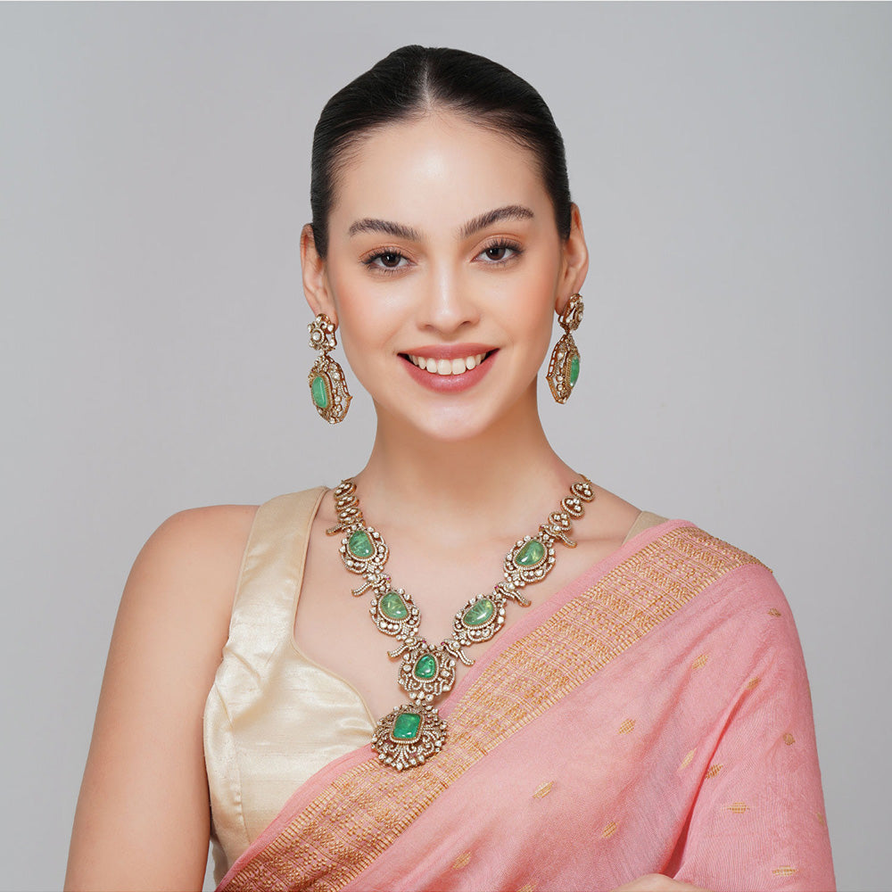 Beryachi Multi-Color Aanaira Kundan Necklace & Earrings Set