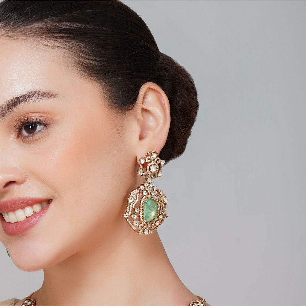 Beryachi Multi-Color Aanaira Kundan Necklace & Earrings Set