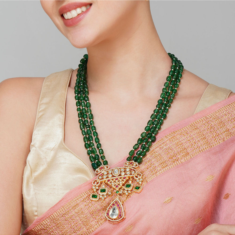 Beryachi Multi-Color Nakshastra Necklace & Earrings Set