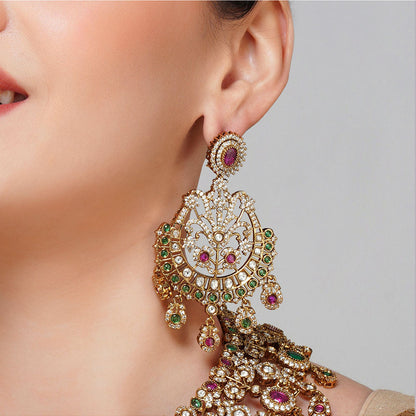 Beryachi Multi-Color Sabya Kundan Necklace & Earrings Set