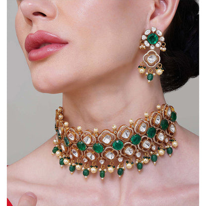 Beryachi Aditri Kundan Polki Choker Necklace Set