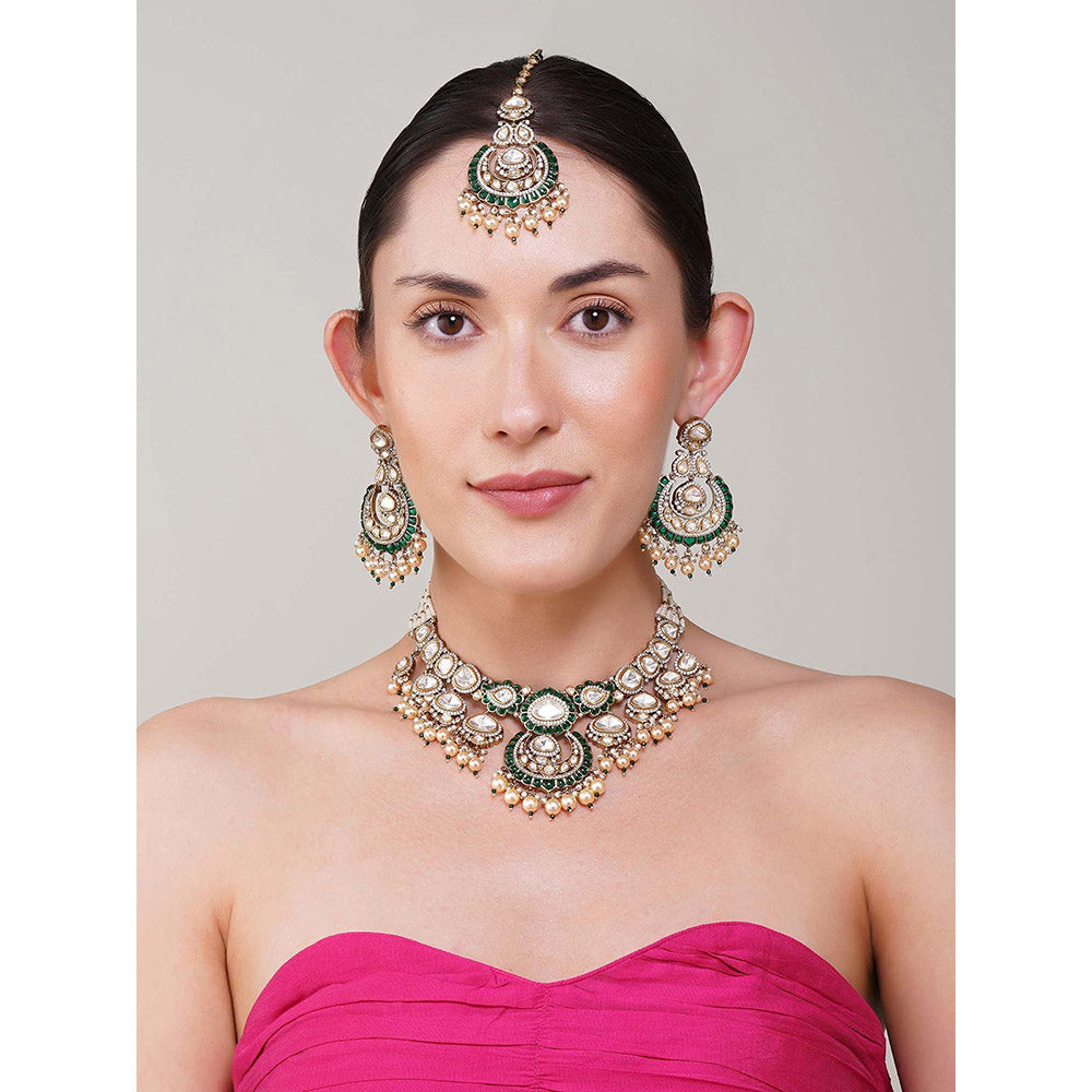 Beryachi Janhavi Emerald Kundan Necklace Set