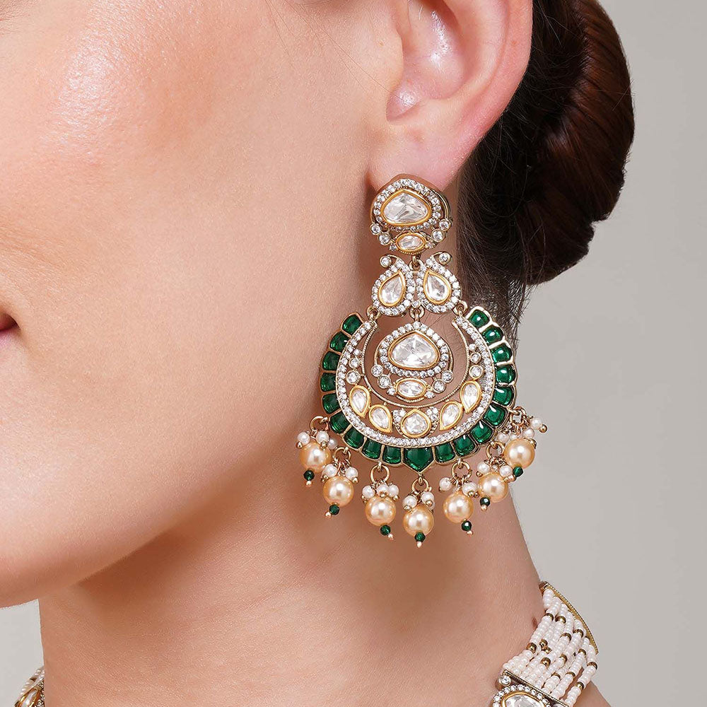 Beryachi Janhavi Emerald Kundan Necklace Set