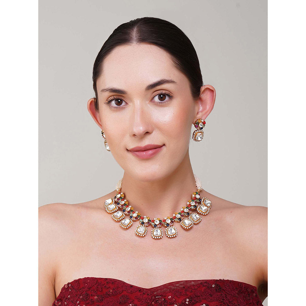 Beryachi Aahana Multi Kundan Necklace Set