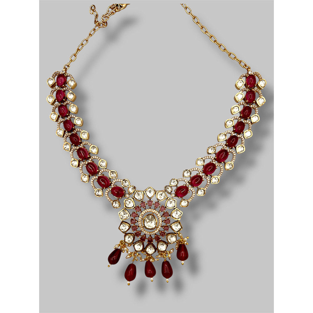 Beryachi Charvi Ruby Kundan Necklace Set