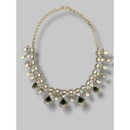 Beryachi Falguni Emerald Green Kundan Necklace Set