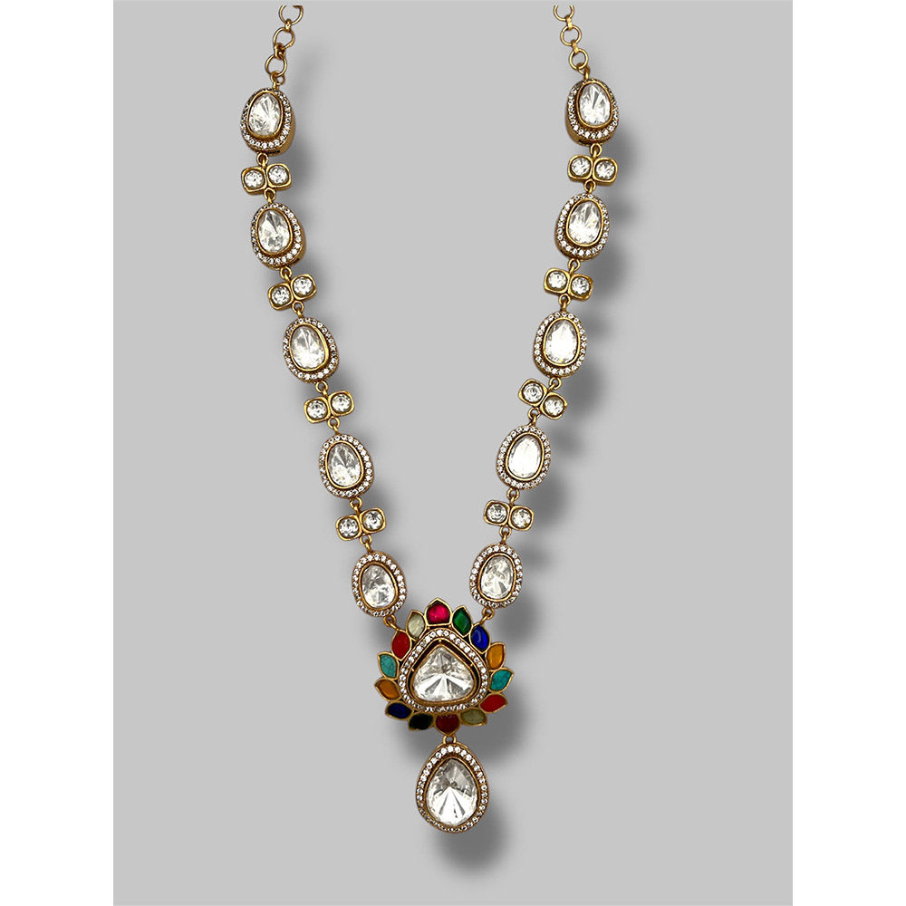 Beryachi Navratna Kamal Kundan Necklace Set