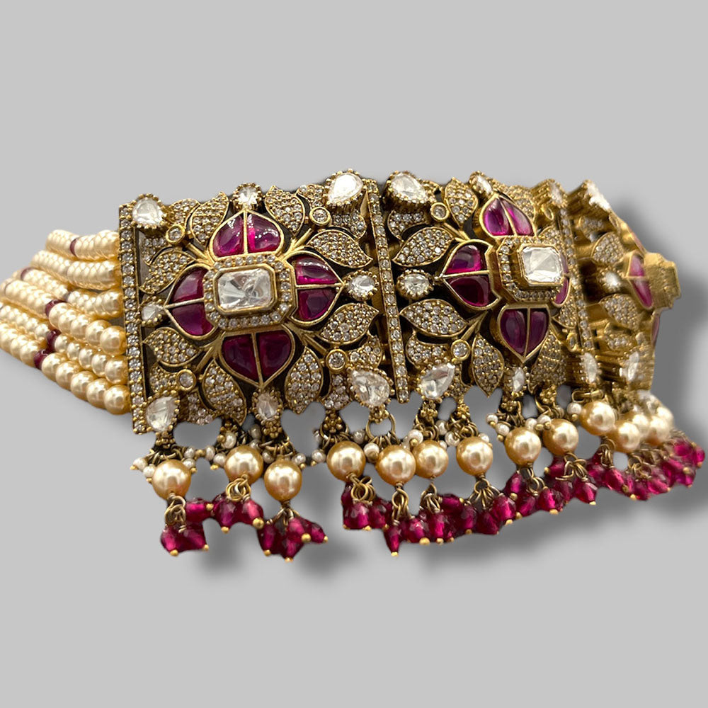 Beryachi Iyla Ruby Pearls Choker Set