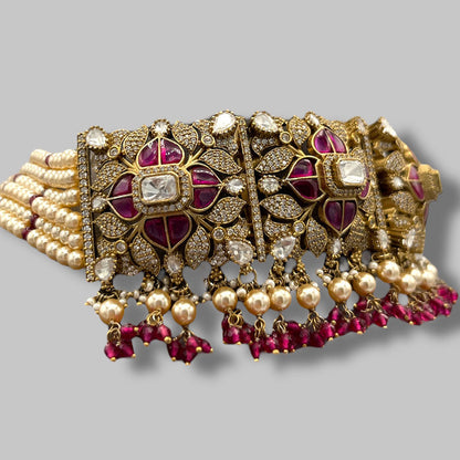 Beryachi Iyla Ruby Pearls Choker Set