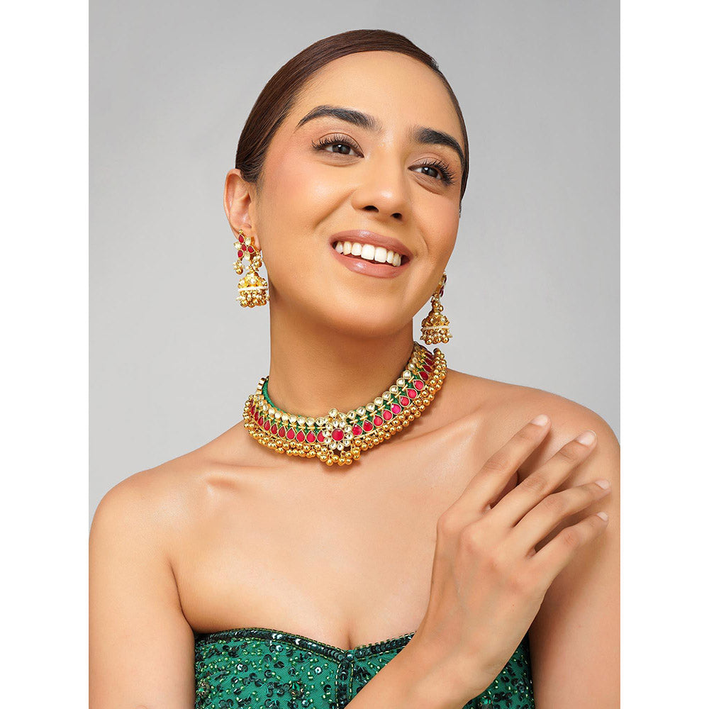 Beryachi Kavya Choker Necklace with Earrings