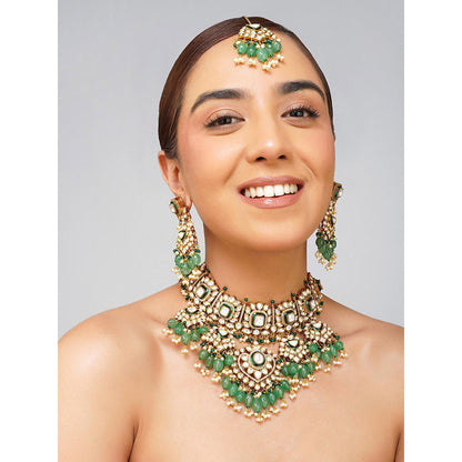 Beryachi Tara Kundan Polki Necklace with Earrings