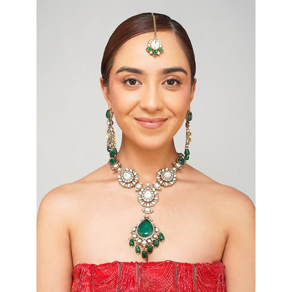 Beryachi Yashvi Long Raani Haar with Earrings & Maangtikka