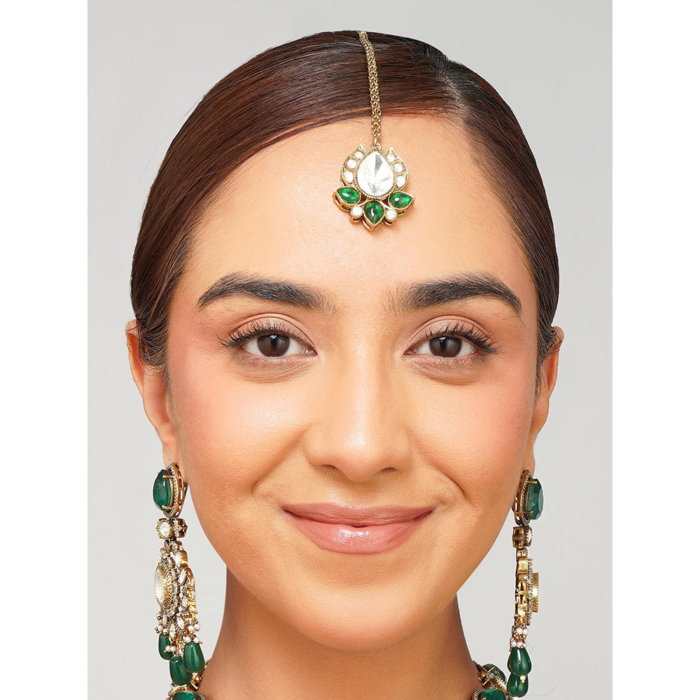 Beryachi Yashvi Long Raani Haar with Earrings & Maangtikka