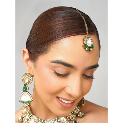 Beryachi Kaira Kundan Polki Necklace with Earrings & Maangtikka
