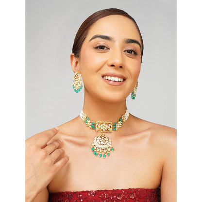 Beryachi Ira Panchi Kundan Choker Necklace with Earrings