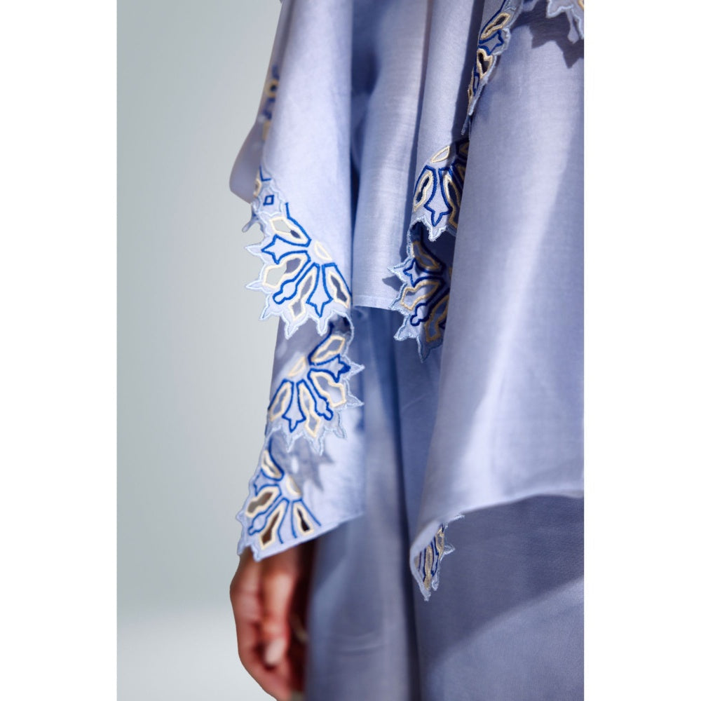 BETRUE Sky Blue Chanderi Silk Embroidered Shaket
