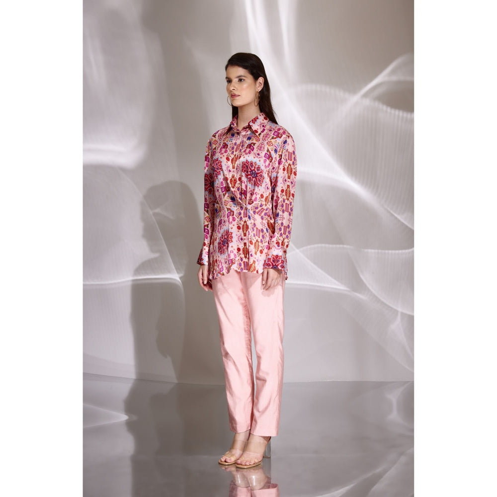 BETRUE Pink Kashan Printed Silk Shirt