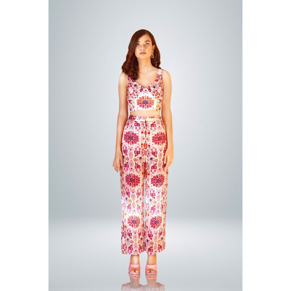 BETRUE Pink Kashan Print Silk Bustier