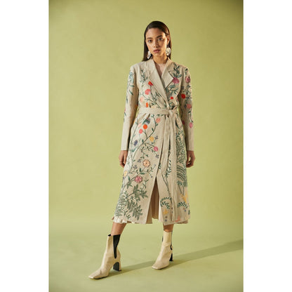 BETRUE Retro Floral Trench