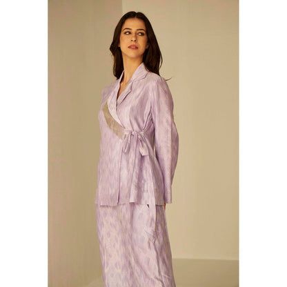 BETRUE Lilac- Wrap Jacket and Pants Set In Shibori (Set of 2)