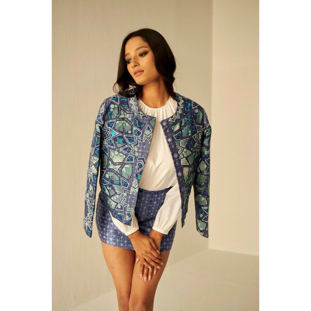 BETRUE Short Appliqu Embroidered Shibori Jacket