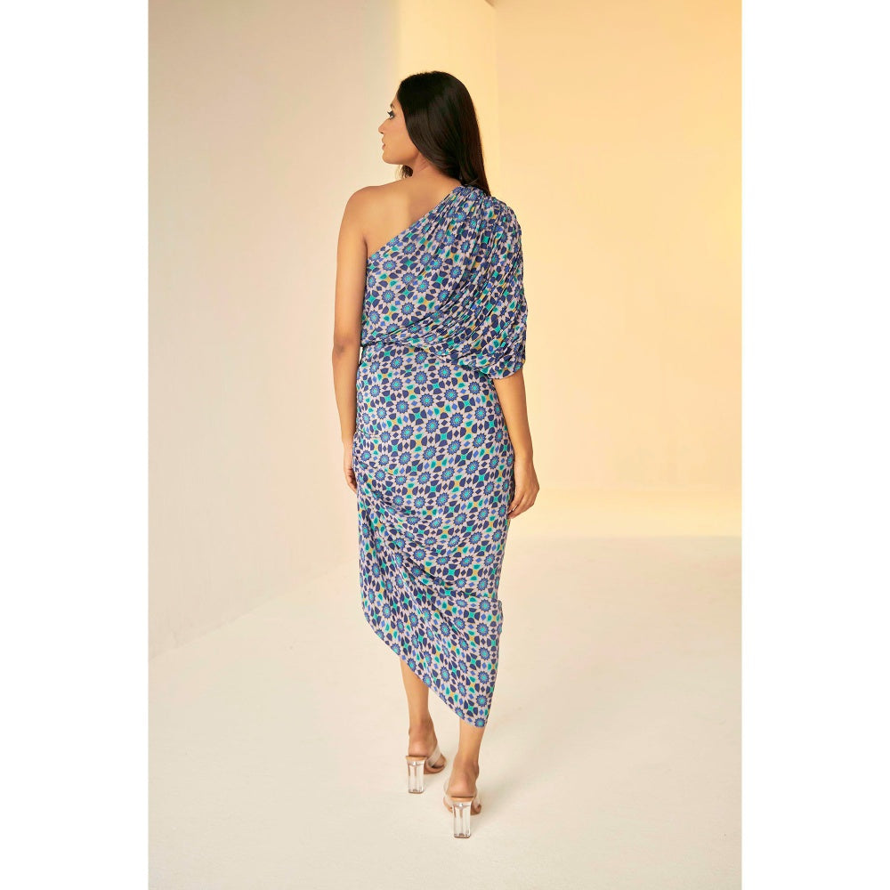 BETRUE Kokand Print Lilac Drape Dress