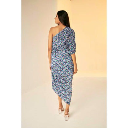 BETRUE Kokand Print Lilac Drape Dress