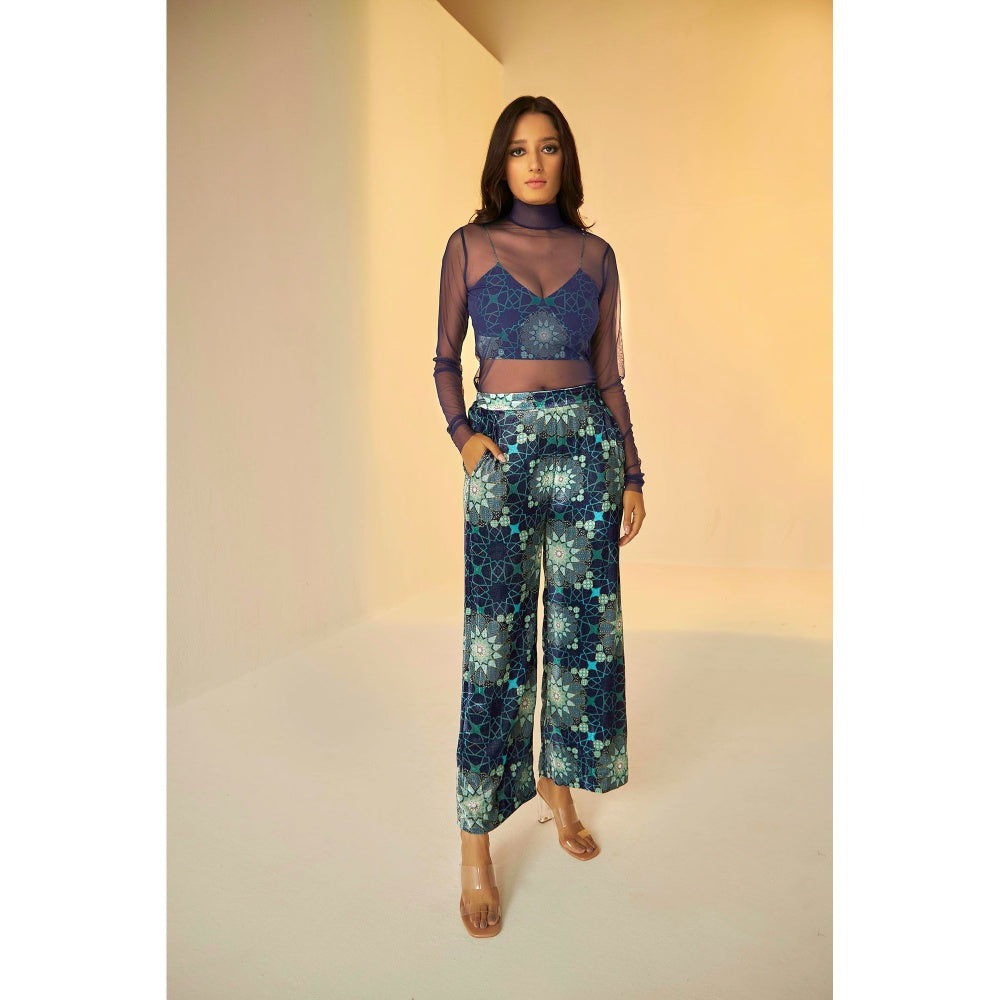 BETRUE Tashkent Velvet Jacket and Pants Set With Bustier and Net Top (Set of 4)