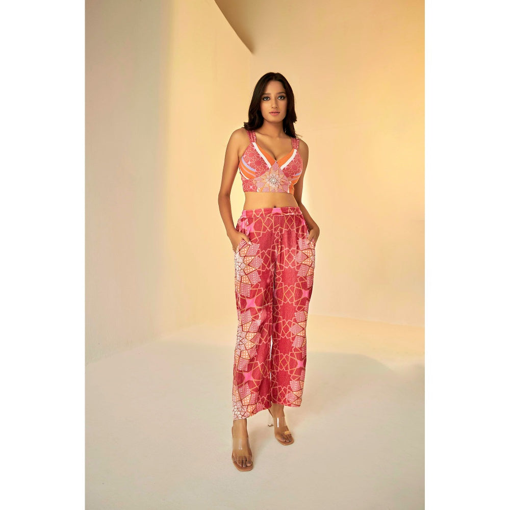 BETRUE Rust Bukhara print bustier and pants set (Set of 2)