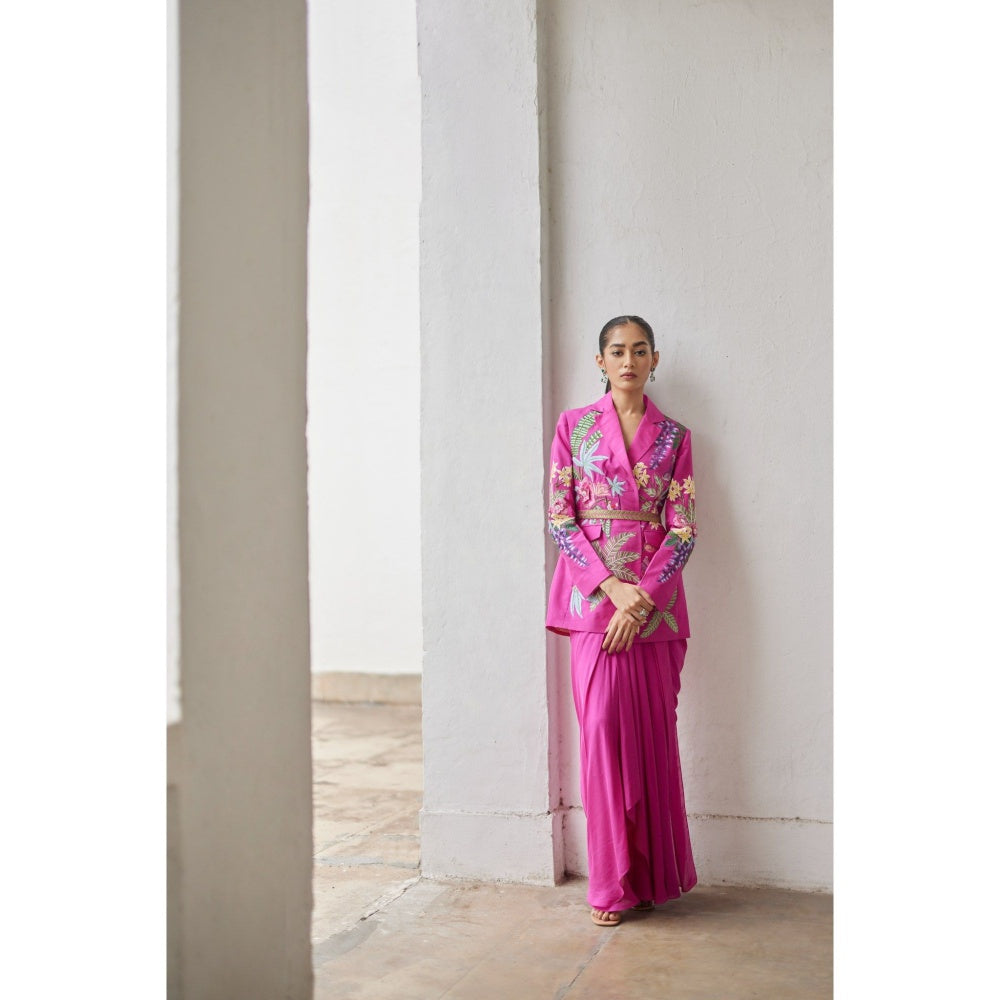 BETRUE Rani Tropical Dream Embroidered Silk Drape Skirt