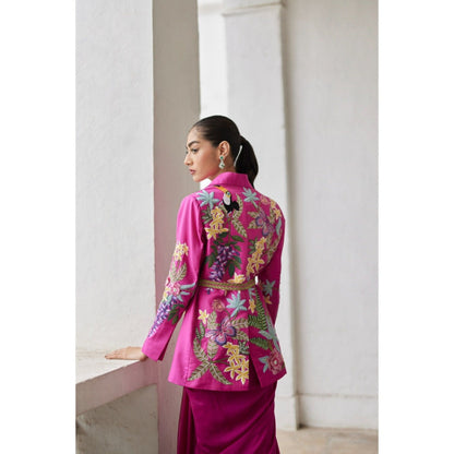 BETRUE Rani Tropical Dream Embroidered Silk Drape Skirt