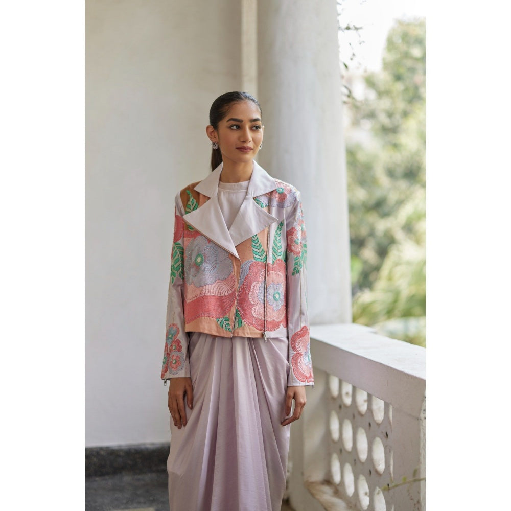 BETRUE Lilac Floral Biker Jacket