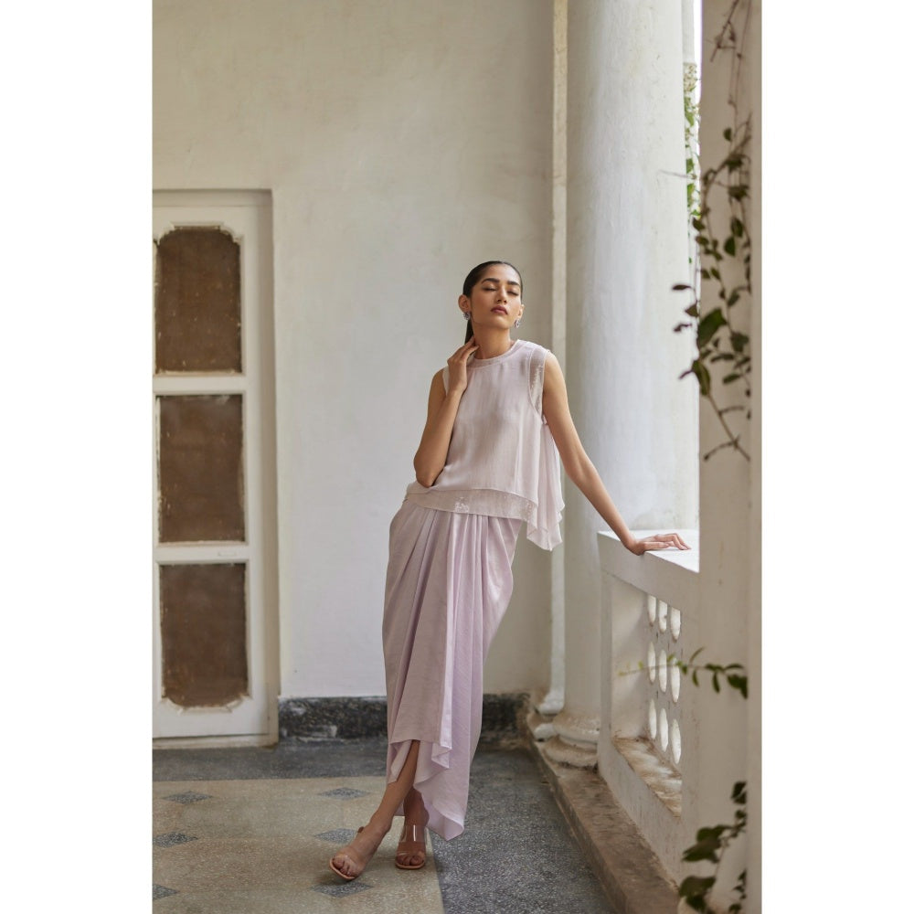 BETRUE Lilac Floral Drape Skirt