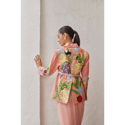 BETRUE Peach Peony Embroidered Jacket