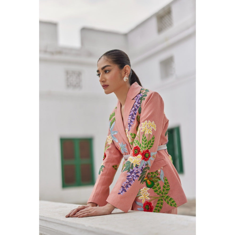 BETRUE Peach Peony Embroidered Jacket