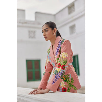 BETRUE Peach Peony Embroidered Jacket