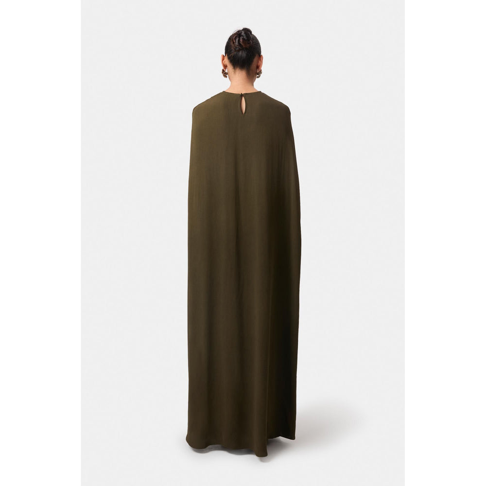 BEYOND Olive Alaia Asymmetrical Overlay Top