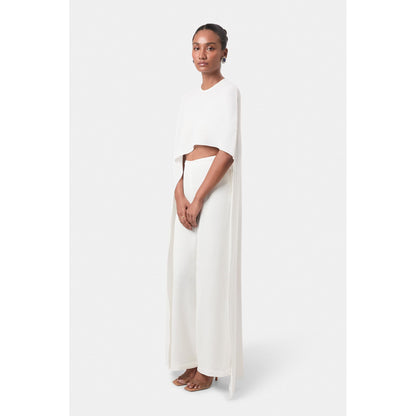 BEYOND Ivory Alaia Asymmetrical Overlay Top